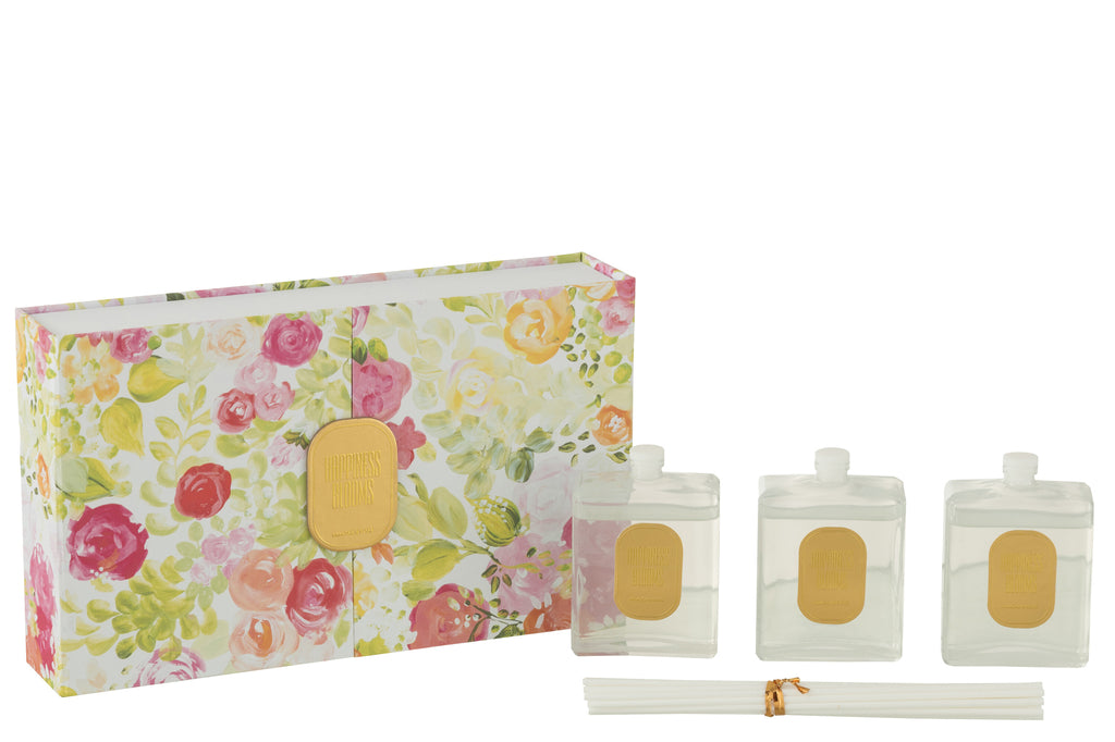 BOX 3 SCENTED OIL HAPPINESS BLOOMS MIMOSA & ROSE WHITE