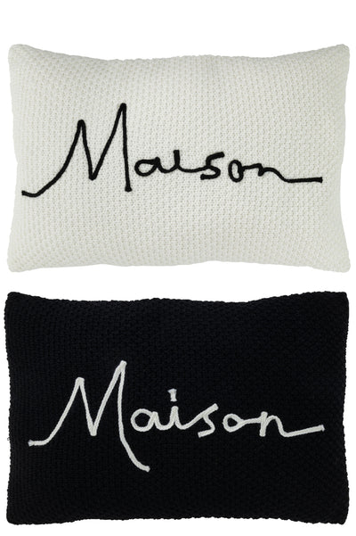Cushion Embroidery Maison Acrylic Black/White Ass2