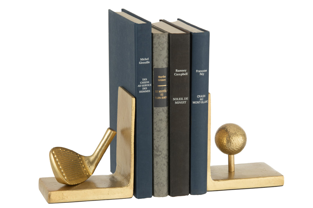 Set Of Two Bookend Wave Aluminum Gold