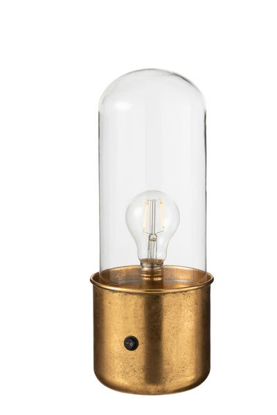 TABLE LAMP ANTIQUE LED GLASS/ZINC GOLD SMALL