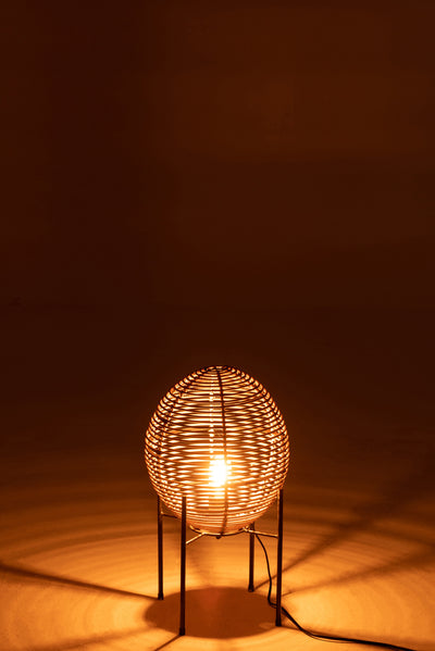 TABLE LAMP ON FRAME METAL/RATTAN NATURAL