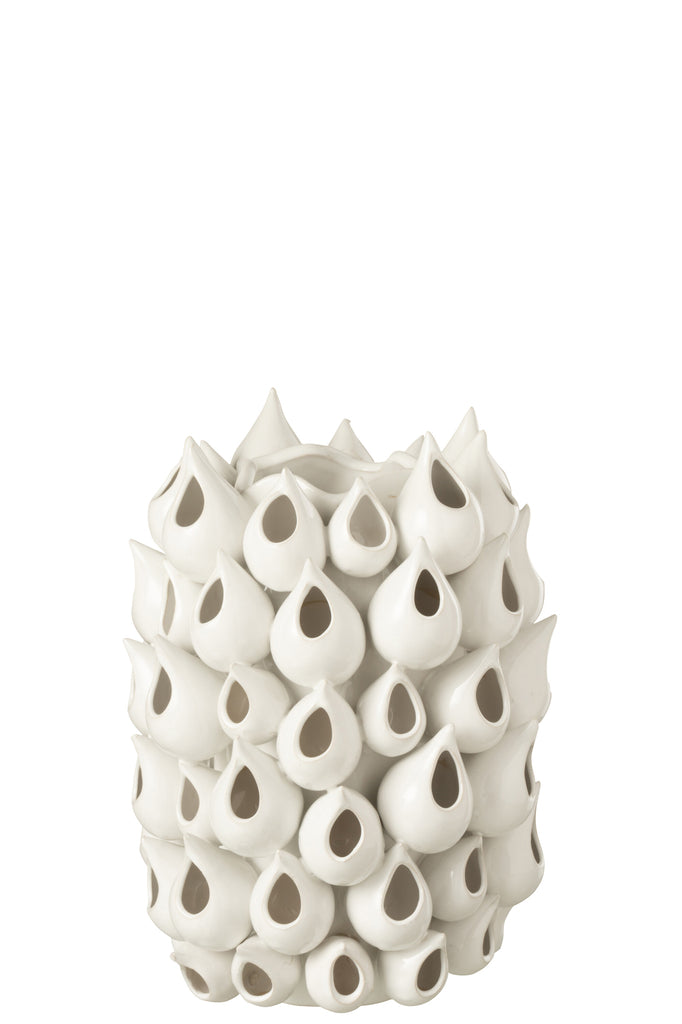 VASE ANEMONE HIGH EARTHENWARE WHITE SMALL