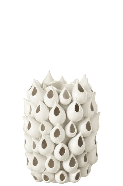 VASE ANEMONE HIGH EARTHENWARE WHITE SMALL