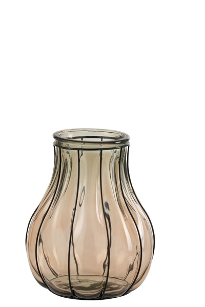 VASE FUSION GLASS/METAL TAUPE SMALL